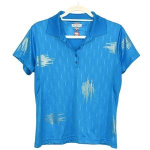 ANTIGUA Golf Women's Metallic Accent Polo Style Top Size Medium Sky Blue